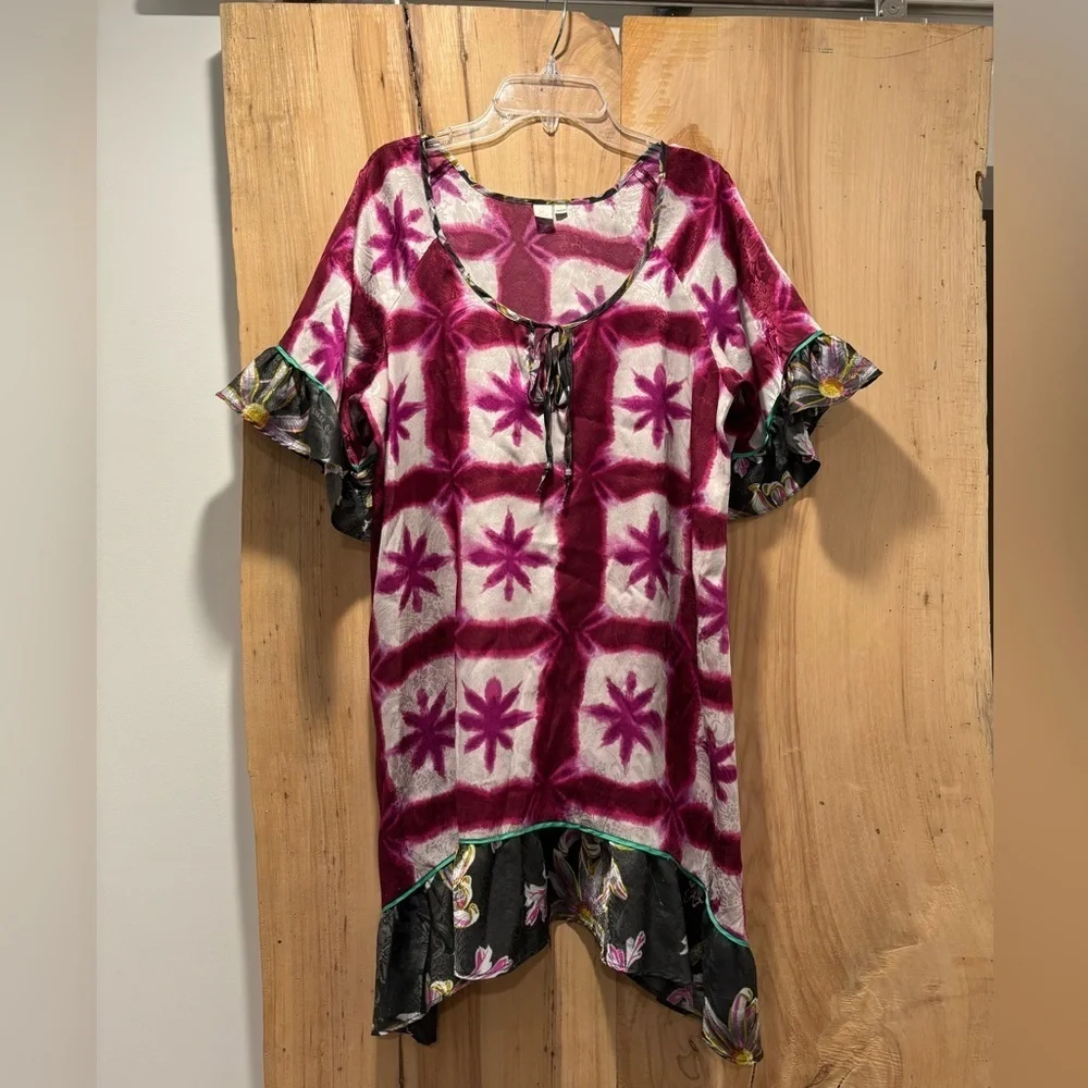 Anthropologie Eloise Shibori Blooms Chemise Small